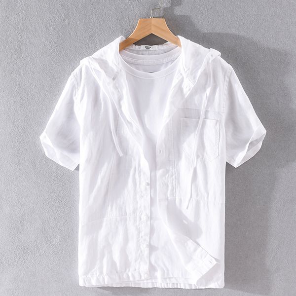 new italy style brand linen shirts men summer short sleeve white shirt for men hooded fashion shirt mens casual chemise camisa, White;black
new italy style brand linen shirts men summer short sleeve white shirt for men hooded fashion shirt mens casual chemise camisa, White;black