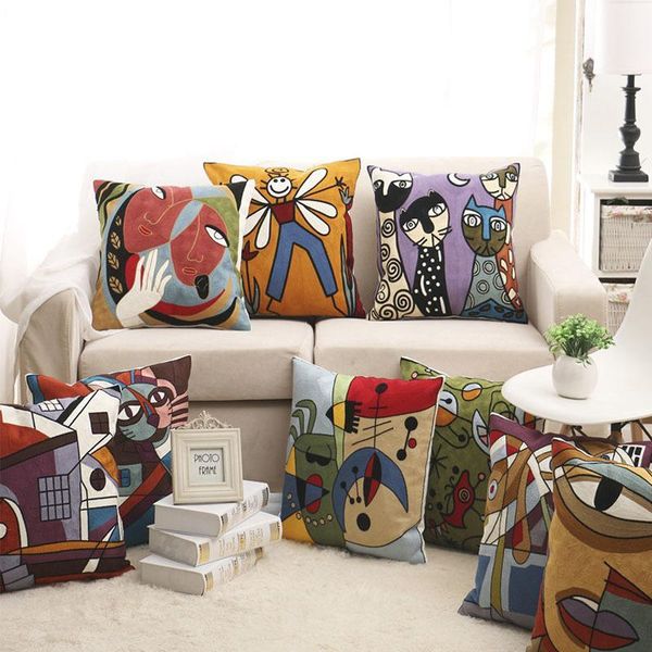 100% cotton picasso style embroidered square pillow case sofa cushion cover for car chair cushion case 45x45cm without stuffing y200104
100% cotton picasso style embroidered square pillow case sofa cushion cover for car chair cushion case 45x45cm without stuffing y200104