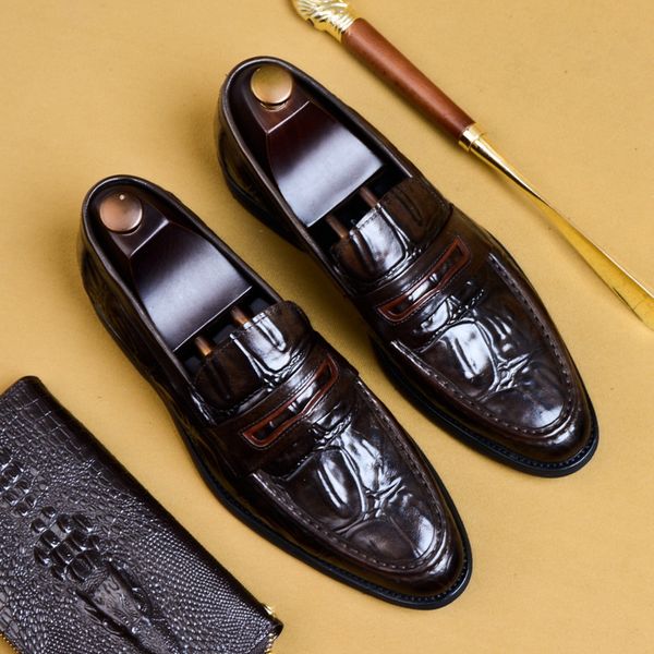 new arrival genuine leather formal dress men's office shoes round toe slip on comfortable casual banquet groom loafers as173, Black
new arrival genuine leather formal dress men's office shoes round toe slip on comfortable casual banquet groom loafers as173, Black