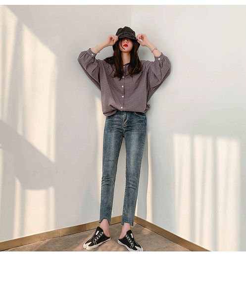grey straight jeans han edition 2000 flash leisure pencil, Blue