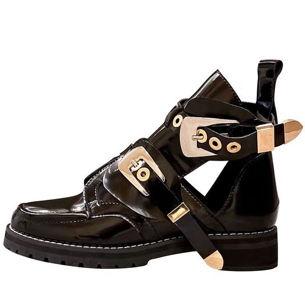 2020 cut-out leather ankle boots gold-tone metal hardware boot punk shoes classic biker boots round toe women motorcycle boots, Black
2020 cut-out leather ankle boots gold-tone metal hardware boot punk shoes classic biker boots round toe women motorcycle boots, Black