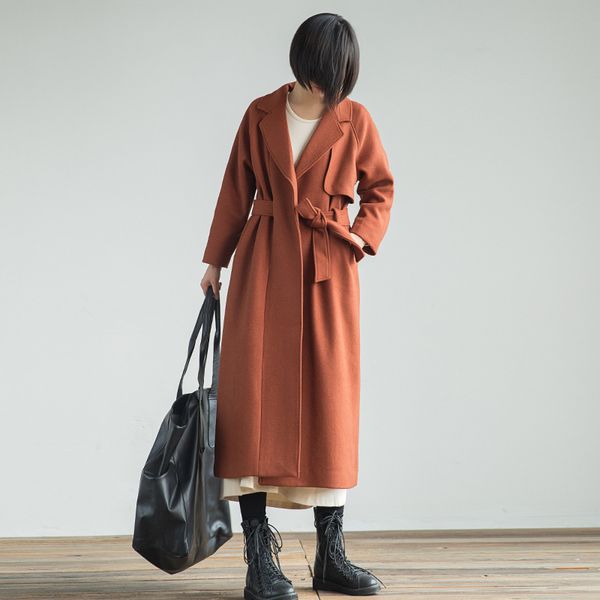 vintage belt long coat for women loose turn-down collar wool coat and jacket sashes full pockets women clothes 2018, Black
vintage belt long coat for women loose turn-down collar wool coat and jacket sashes full pockets women clothes 2018, Black