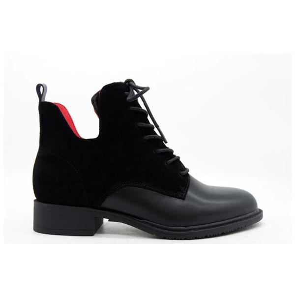 boots fashion women black leather suede red lining temperament round head bandages cylinder thick short
boots fashion women black leather suede red lining temperament round head bandages cylinder thick short