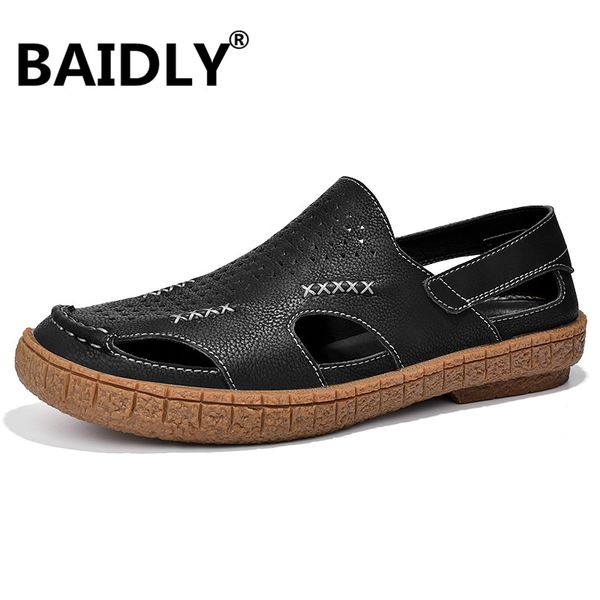men sandals fashion genuine leather casual shoes classic style male sandals breathable summer for men, Black
men sandals fashion genuine leather casual shoes classic style male sandals breathable summer for men, Black