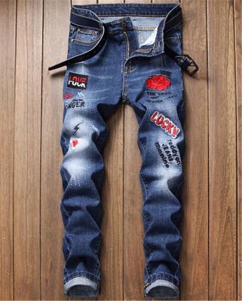 men designer jeans fashion slim personalized long elastic jeans men stretch trend men embroidered feet pants, Blue
men designer jeans fashion slim personalized long elastic jeans men stretch trend men embroidered feet pants, Blue