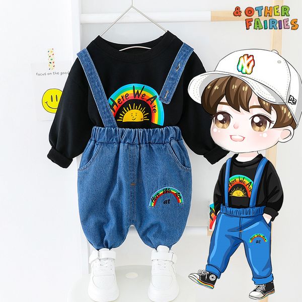 baby boy clothes new fashion rainbow printing denim suspenders two-piece suit cotton baby girl clothes casual sports suit, White
baby boy clothes new fashion rainbow printing denim suspenders two-piece suit cotton baby girl clothes casual sports suit, White