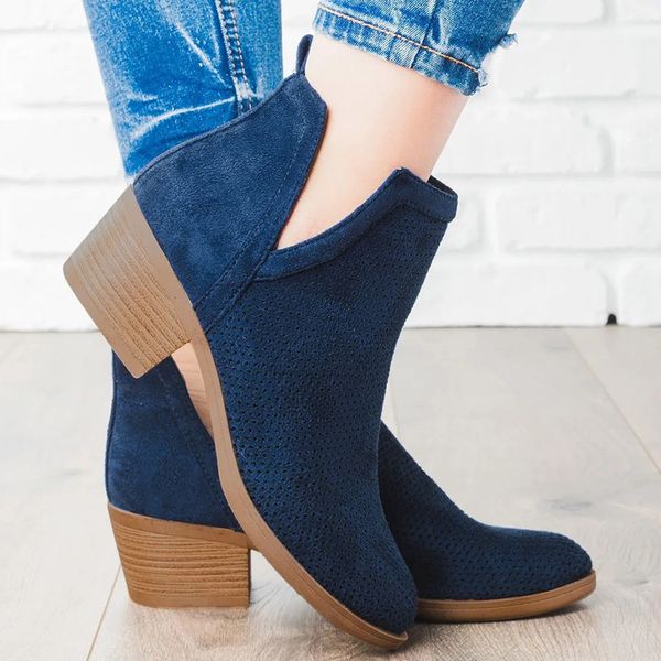 slip-on hollow out ankle boots for women fashion square heel platform boots woman shoes large size women drop, Black
slip-on hollow out ankle boots for women fashion square heel platform boots woman shoes large size women drop, Black