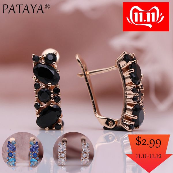 11.11 pataya new special price black earrings women fashion noble fine jewelry 585 rose gold round natural zircon drop earrings, Silver
11.11 pataya new special price black earrings women fashion noble fine jewelry 585 rose gold round natural zircon drop earrings, Silver