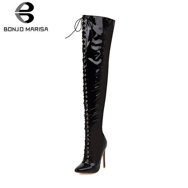 bonjomarisa новых 33-48 sexy черный над коленом boots женщины 2019 зимних шнурки высоких сапог патентного pu высоких каблуки обувь женщина, Black
bonjomarisa новых 33-48 sexy черный над коленом boots женщины 2019 зимних шнурки высоких сапог патентного pu высоких каблуки обувь женщина, Black