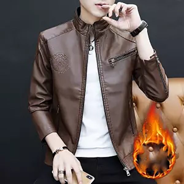 new autumn men's synthetic leather jackets solid slim stand collar zipper fashion coat motorcycle leather jacket mens coats, Black
new autumn men's synthetic leather jackets solid slim stand collar zipper fashion coat motorcycle leather jacket mens coats, Black