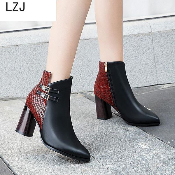 2019 women boots fashion plaid pointed toe high heels women's shoes autumn winter ankle boots female red snake skin, Black
2019 women boots fashion plaid pointed toe high heels women's shoes autumn winter ankle boots female red snake skin, Black