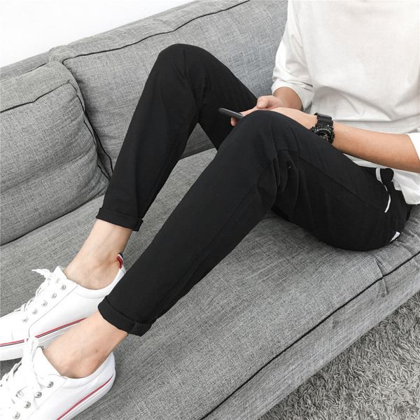 fashion street casual pants men's slim spring youth stretch feet long pants men's korean white and black pencil men, Blue
fashion street casual pants men's slim spring youth stretch feet long pants men's korean white and black pencil men, Blue