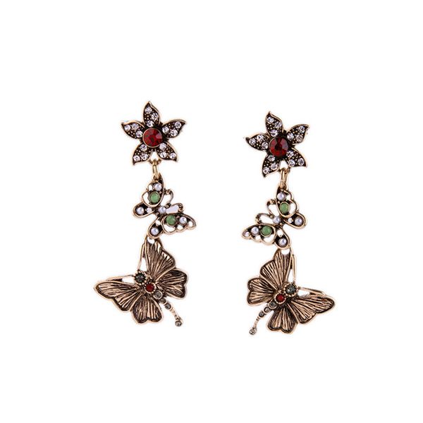 women fashion accessory stud earings retro flower butterfly dangle earrings, Golden
women fashion accessory stud earings retro flower butterfly dangle earrings, Golden