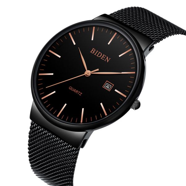 2019 Men's Sport Watches Business Casual Watch For Men Calendar Date Quartz Analog Black Full Steel Strap Wristwatches Men Gift