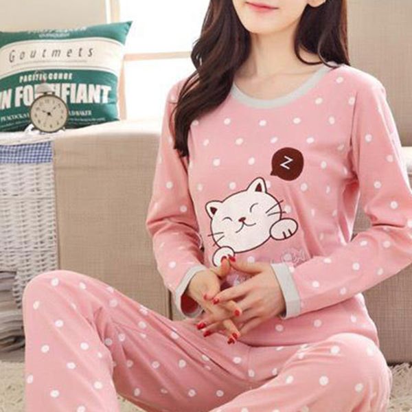 2018 new women pajamas set autumn ladies cute cartoon print sleepwear woman's long sleeved household clothing set, Black;red
2018 new women pajamas set autumn ladies cute cartoon print sleepwear woman's long sleeved household clothing set, Black;red