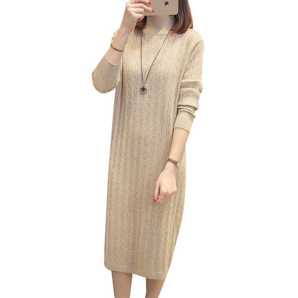 2019 new women sweater dress fall/winter fashion casual turtleneck loose pullover sweater long dress warm knitwear female aa572, Black;gray
2019 new women sweater dress fall/winter fashion casual turtleneck loose pullover sweater long dress warm knitwear female aa572, Black;gray