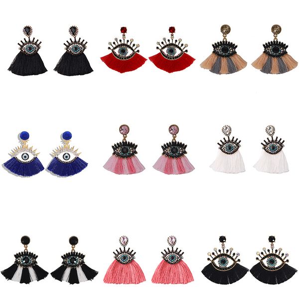 new trendy popular fashion luxury designer exaggerated diamond crystal devil big eye tassel stud earrings for women, Golden;silver
new trendy popular fashion luxury designer exaggerated diamond crystal devil big eye tassel stud earrings for women, Golden;silver