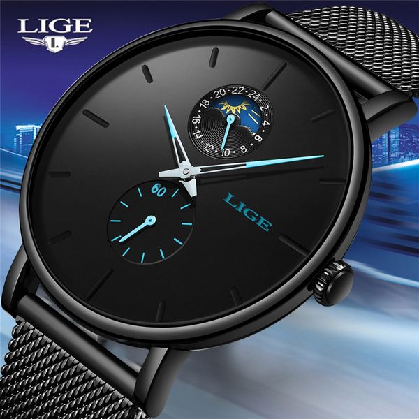 2019lige watch for men casual black waterproof watch stainless steel ultra thin male quartz clock relogio masculino, Slivery;brown
2019lige watch for men casual black waterproof watch stainless steel ultra thin male quartz clock relogio masculino, Slivery;brown