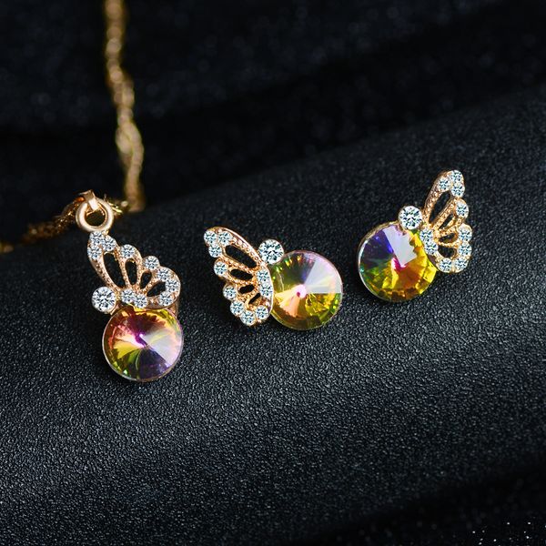 shuangr cz crystal jewelry sets colorful butterfly pendant necklace earrings for women wedding jewelry set bijoux femme, Silver
shuangr cz crystal jewelry sets colorful butterfly pendant necklace earrings for women wedding jewelry set bijoux femme, Silver