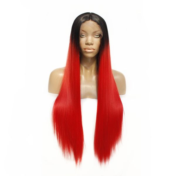 long silky straight ombre wig dark-roots synthetic straight lace front wig for women wholesale, Black
long silky straight ombre wig dark-roots synthetic straight lace front wig for women wholesale, Black