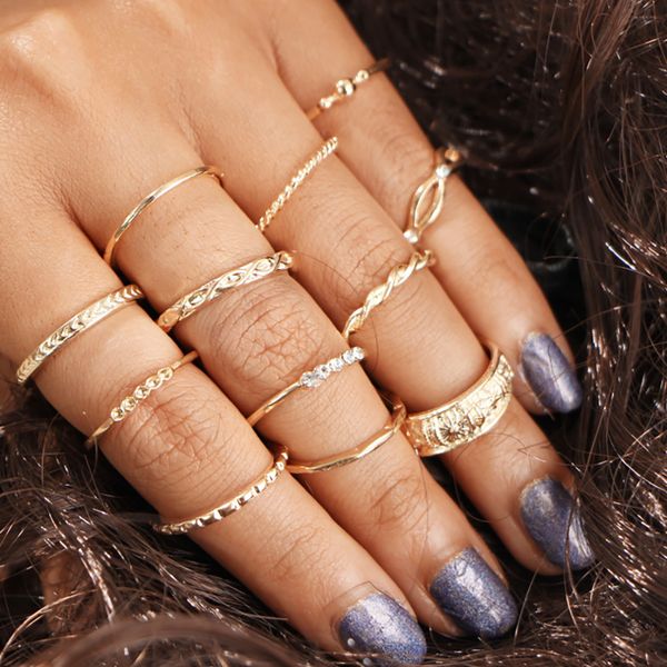12/set trendy knuckle set auger carving rings alloy bowknot knot twine crystal golden simple hand finger ring women wedding gifts accessory, Golden;silver
12/set trendy knuckle set auger carving rings alloy bowknot knot twine crystal golden simple hand finger ring women wedding gifts accessory, Golden;silver