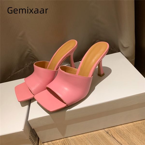 candy color genuine leather slippers women thin heel square open toe slip-on runway mules summer shoes woman, Black
candy color genuine leather slippers women thin heel square open toe slip-on runway mules summer shoes woman, Black
