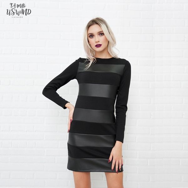 women casual leather patchwork sheath office dress long sleeve o neck casual mini dress 2020 winter new fashion dress, Black;gray
women casual leather patchwork sheath office dress long sleeve o neck casual mini dress 2020 winter new fashion dress, Black;gray
