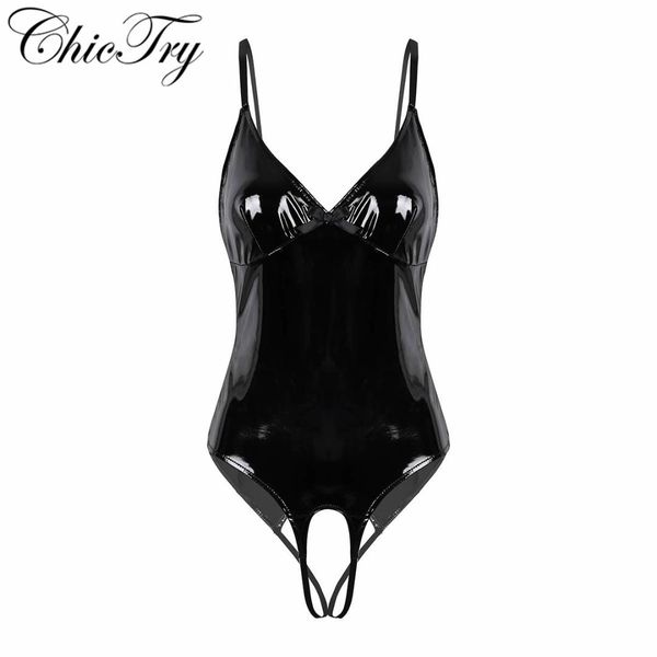 women female wet look patent leather lingerie adjustable shoulder straps deep v-neck crotchless teddy thongs bodysuit nightwear, Black;brown
women female wet look patent leather lingerie adjustable shoulder straps deep v-neck crotchless teddy thongs bodysuit nightwear, Black;brown