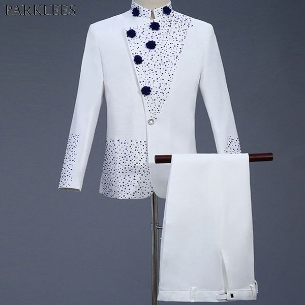 men's suits & blazers mens white suit diamond floral men for wedding groom tuxedo with pants party slim fit sets, White;black
men's suits & blazers mens white suit diamond floral men for wedding groom tuxedo with pants party slim fit sets, White;black