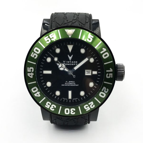 vintage concept men fashion watch automatic sport watch stainlss steel wristwatch 50m water resistant green bezel for men women, Slivery;brown
vintage concept men fashion watch automatic sport watch stainlss steel wristwatch 50m water resistant green bezel for men women, Slivery;brown