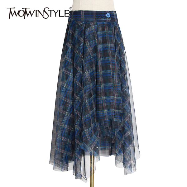 twotwinstyle vintage plaid patchwork mesh skirts for women high waist button hit color skirt female 2020 autumn fashion new, Black
twotwinstyle vintage plaid patchwork mesh skirts for women high waist button hit color skirt female 2020 autumn fashion new, Black
