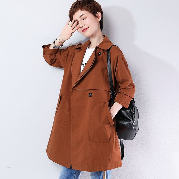 middle-aged windbreaker female long section 2019 spring autumn new large size trench coats women overcoat x874, Tan;black
middle-aged windbreaker female long section 2019 spring autumn new large size trench coats women overcoat x874, Tan;black