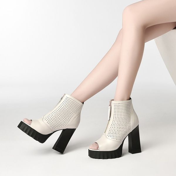 2019 genuine leather hollow summer boots women peep toe high heels ankle boots woman sandals breathable female footwear, Black
2019 genuine leather hollow summer boots women peep toe high heels ankle boots woman sandals breathable female footwear, Black