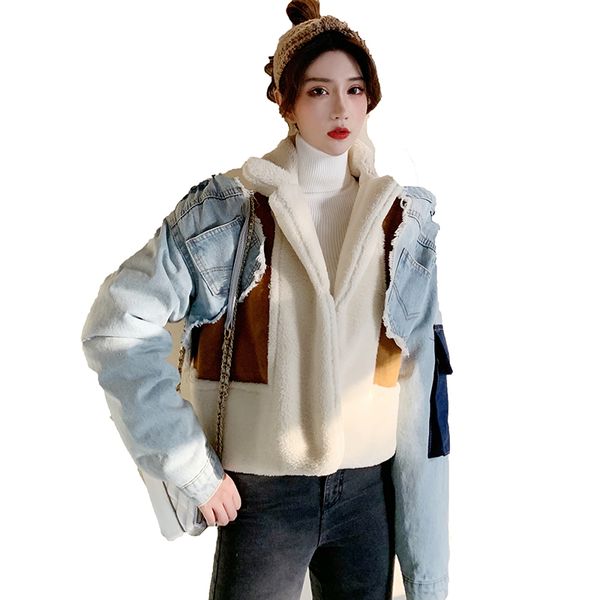 зима 2020 новых женщин корейской моды плюс бархатные толстые denim lambskin шитье костюм воротник большой нагрудные короткие пальто хлопка z, Black
зима 2020 новых женщин корейской моды плюс бархатные толстые denim lambskin шитье костюм воротник большой нагрудные короткие пальто хлопка z, Black