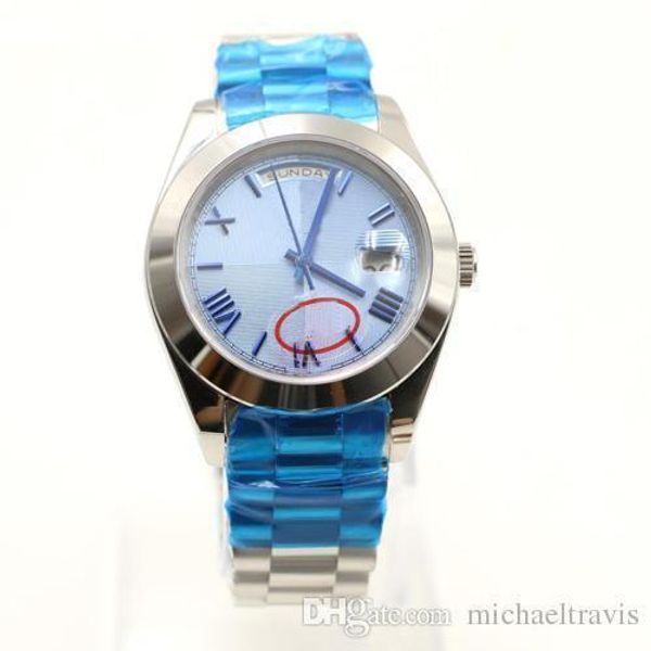 2020 new mens watch day date blue dial roma number sapphire cystal stainless steel men watches automatic mechanical male wristwatch, Slivery;brown
2020 new mens watch day date blue dial roma number sapphire cystal stainless steel men watches automatic mechanical male wristwatch, Slivery;brown