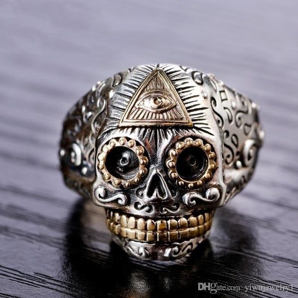 men titanium steel biker ring skull silver ason illuminati triangle masonic rings punk stainless steel jewelry size 7-14
men titanium steel biker ring skull silver ason illuminati triangle masonic rings punk stainless steel jewelry size 7-14
