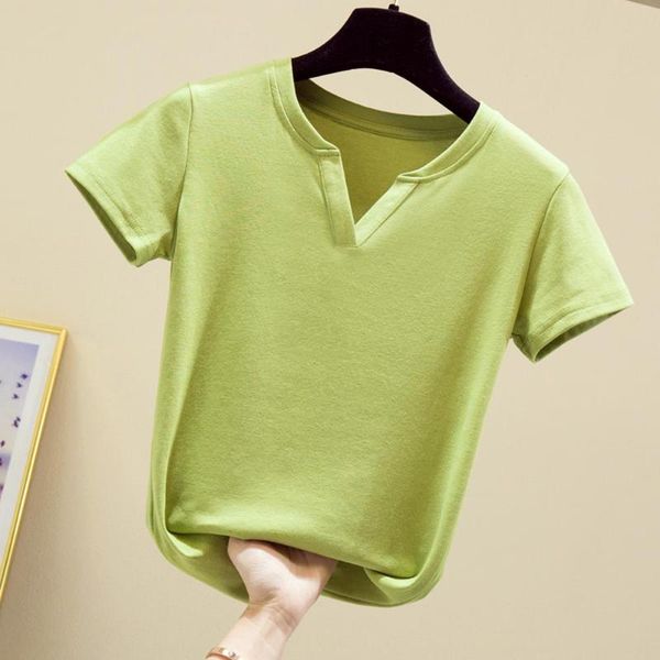 women's t-shirt 2021 summer basic plain solid women cotton simple oversize v-neck knitted tee harajuku street casual female clothes, White
women's t-shirt 2021 summer basic plain solid women cotton simple oversize v-neck knitted tee harajuku street casual female clothes, White
