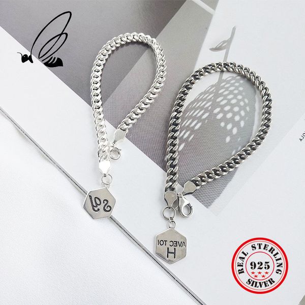 925 sterling silver vintage crude letter pendant bracelets silver hiphop rock elegant texture female men bracelets fine jewelry, Golden;silver
925 sterling silver vintage crude letter pendant bracelets silver hiphop rock elegant texture female men bracelets fine jewelry, Golden;silver