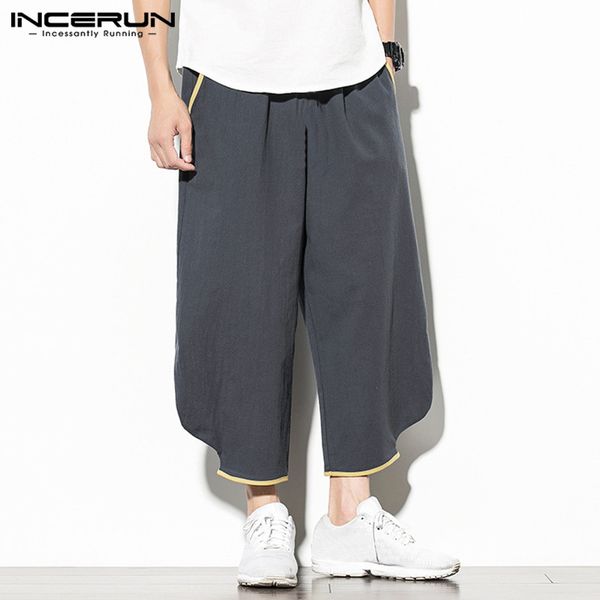 incerun men cotton linen harem pants casual joggers vintage streetwear chic ankle length pants patchwork 2020 wide leg trousers, Black
incerun men cotton linen harem pants casual joggers vintage streetwear chic ankle length pants patchwork 2020 wide leg trousers, Black