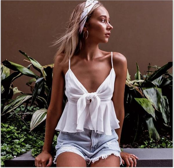 bow designer tshirts women sweet solid color sling slim dark v neck sleeveless t shirts fashion women tees, White
bow designer tshirts women sweet solid color sling slim dark v neck sleeveless t shirts fashion women tees, White