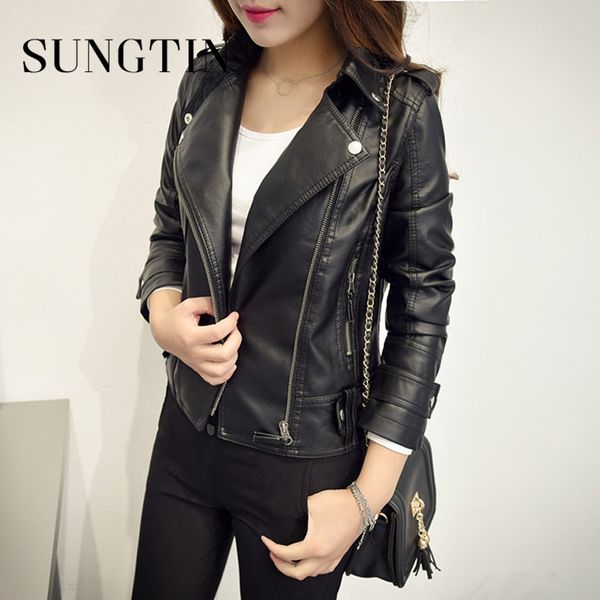 sungtin fashion punk motorcycle jacket women cropped pu leather jacket casual long sleeve slim autumn coats female outerwear, Black
sungtin fashion punk motorcycle jacket women cropped pu leather jacket casual long sleeve slim autumn coats female outerwear, Black