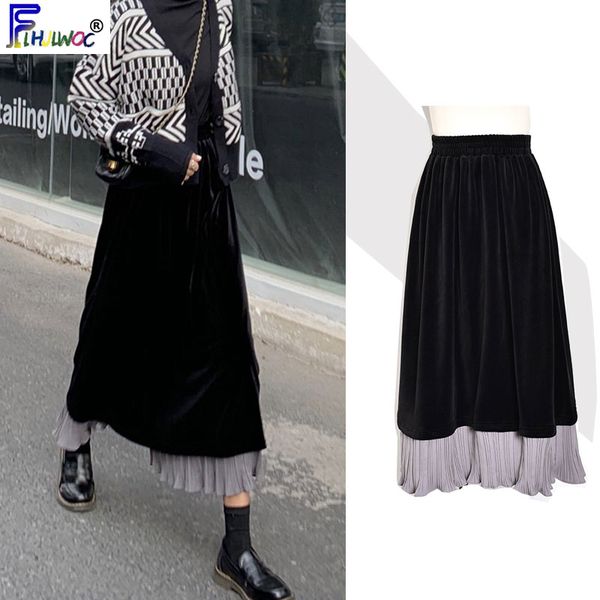 winter spring skirts high elastic waist women cute korea style design clothes patchwork ruffled black dress faux two piece 11725
winter spring skirts high elastic waist women cute korea style design clothes patchwork ruffled black dress faux two piece 11725