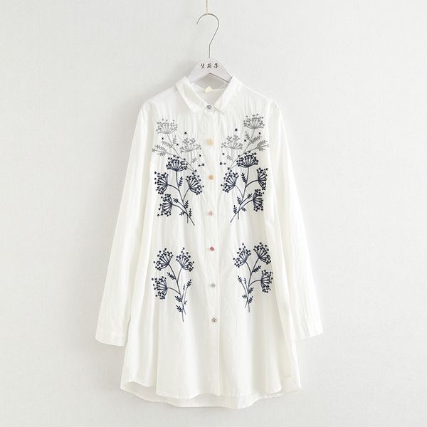 rustic flowers dandelion embroidery long cotton shirt blouse vintage 1510-lh, White
rustic flowers dandelion embroidery long cotton shirt blouse vintage 1510-lh, White