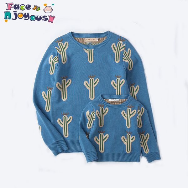 2019 family matching clothes autumn and winter cotton cactus print parent-child sweater cardigan warm mommy and me clothing, Blue
2019 family matching clothes autumn and winter cotton cactus print parent-child sweater cardigan warm mommy and me clothing, Blue