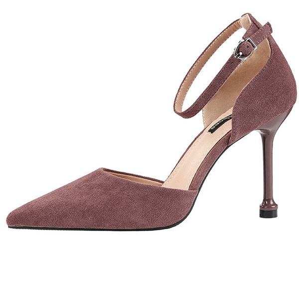 2019 women luxury design 9cm high heels bridal sandals flock pumps ladies pointed toe purple heels female prom party shoes, Black
2019 women luxury design 9cm high heels bridal sandals flock pumps ladies pointed toe purple heels female prom party shoes, Black