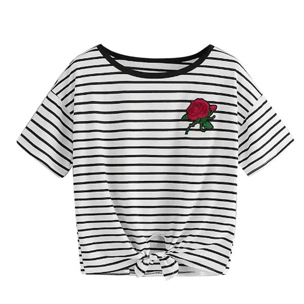 summer 2019 fashion womens bandage pullover floral t-shirt o-neck short sleeve embroidery applique pullover tee for ladies, White
summer 2019 fashion womens bandage pullover floral t-shirt o-neck short sleeve embroidery applique pullover tee for ladies, White