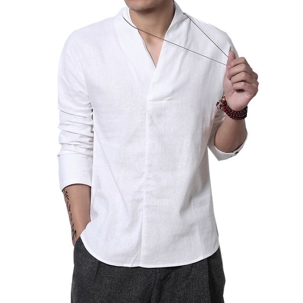 2019 mens spring long sleeve v-neck shirts men brand soft pure cotton slim fit chinese style linen tee pullover shirts -5xl, White;black
2019 mens spring long sleeve v-neck shirts men brand soft pure cotton slim fit chinese style linen tee pullover shirts -5xl, White;black