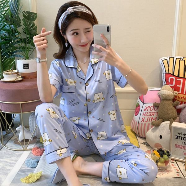2019 summer print pajamas sets for women short sleeve long pants sleepwear pyjama femme loungewear homewear pijama mujer clothes, Blue;gray
2019 summer print pajamas sets for women short sleeve long pants sleepwear pyjama femme loungewear homewear pijama mujer clothes, Blue;gray