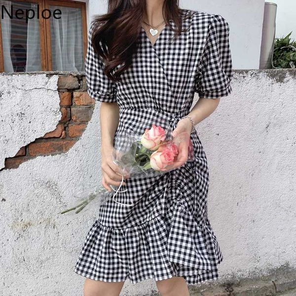 casual dresses neploe korean plaid ruffle dress fashion drawstring pleated women 2021 summer short sleeve v-neck vestidos femme 4b324, Black;gray
casual dresses neploe korean plaid ruffle dress fashion drawstring pleated women 2021 summer short sleeve v-neck vestidos femme 4b324, Black;gray