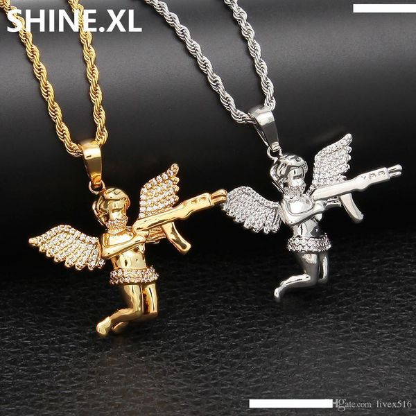 iced out angel wing gun gold silver copper material cubic zircon men's hip hop jewelry for gift
iced out angel wing gun gold silver copper material cubic zircon men's hip hop jewelry for gift